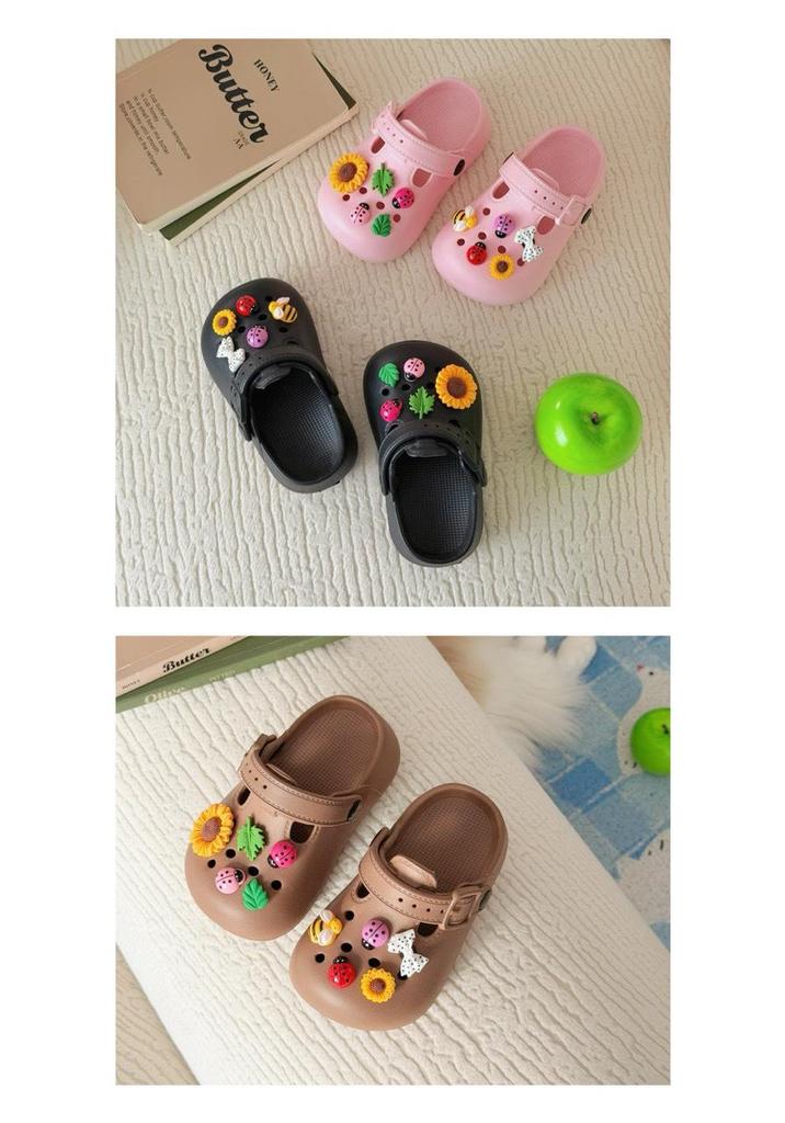 DIY Crocs Decoration Kit: Detachable Cartoon Buckles with Cute Sunflower & Ladybug Designs for Kids