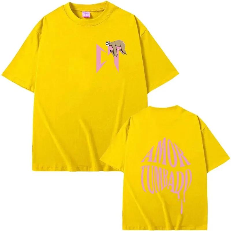 Singer Natanael Cano Amor Tumbado Pink CT Sloth Print T-shirt Men Women Hip Hop Oversized Streetwear Male Fashion Casual T-shirt