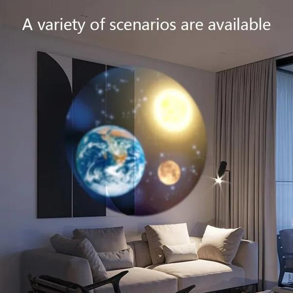 Mini Lámpara Proyector Tierra Luna Luz de Proyección de Estrellas Proyector de Planetas Atmósfera de Fondo Luz Nocturna LED para Decoración de Pared de Dormitorio