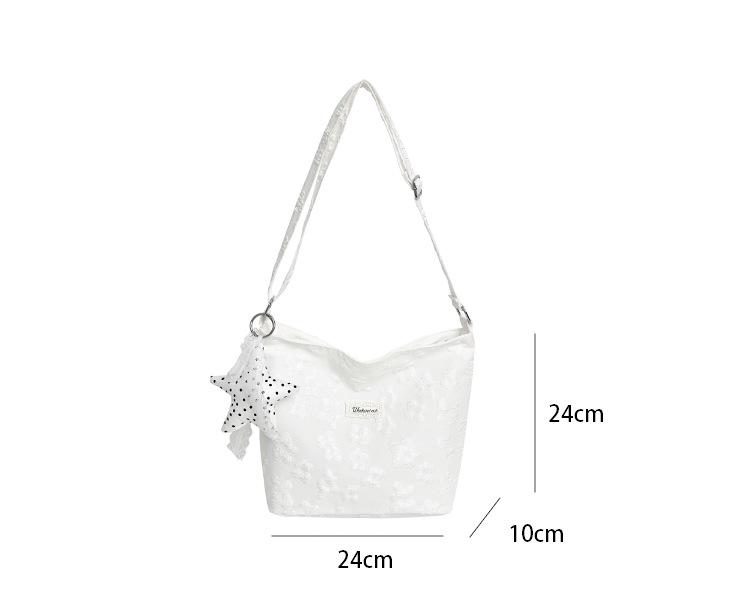 Korean Style Sweet Polka Dot Women's Versatile Shoulder Bag with Lace Trim