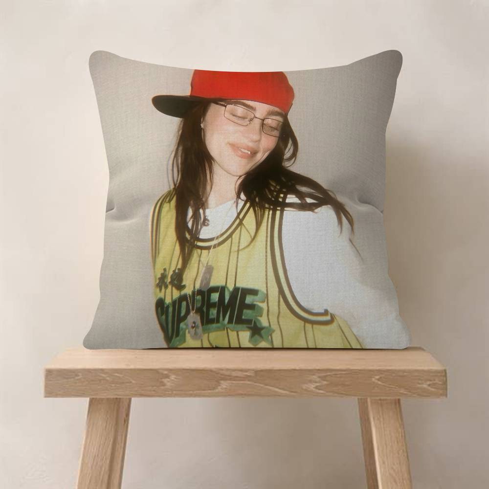 Singer B-Billie-Girl E-eilish Pillow Cushion Cover Pillowcase Living Room Sofa Home Decor Customized