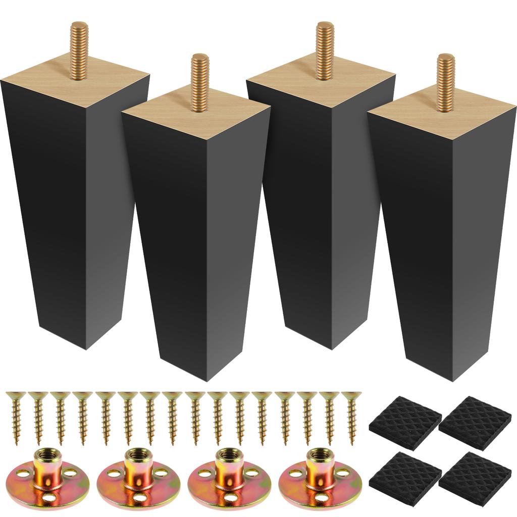 4Pcs Natural Wooden Furniture Legs 10/15cm Non-Slip Sofa Cabinets Bed Table Chair Replacement Increase Height Feet