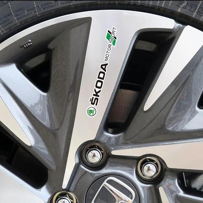 JNPV7 4Pcs Car Badge Sticker, Rearview Mirror & Wiper Decal, Motorsport Logo Sticker for Octavia 3 Fabia Kodiaq Kamiq RS Rapid