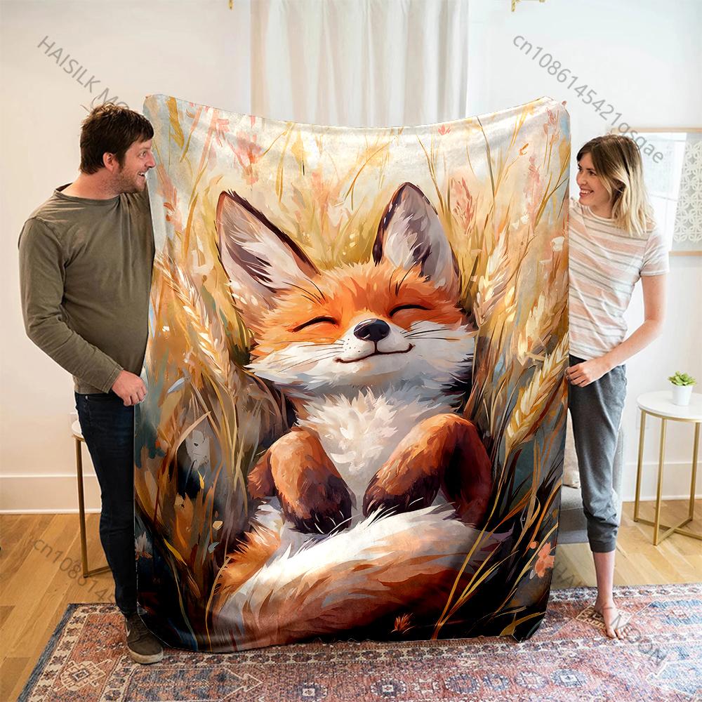 Fox resting in golden grass Print Adult Children Warm Blankets Home Travel Car Soft and Comfortable Suitable for all seasons
