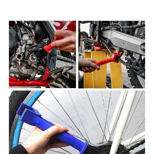 1 Stück Motorrad-Kettenbürste Kunststoff 3-seitiger Vierkantkopf-Bürste Motorradbürste Reinigungskette Outdoor-Scheuerwerkzeug Straßenpflege Werkzeuge