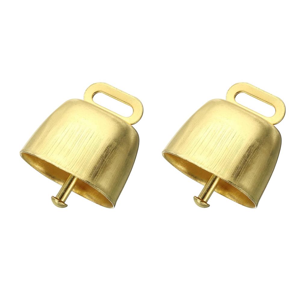 PATIKIL x x Mini Cowbell Iron Vintage Style Metal Festive Bell Animal Cowbell Set of 2 Gold 1.4 2.4 1.4" Anti-Lost