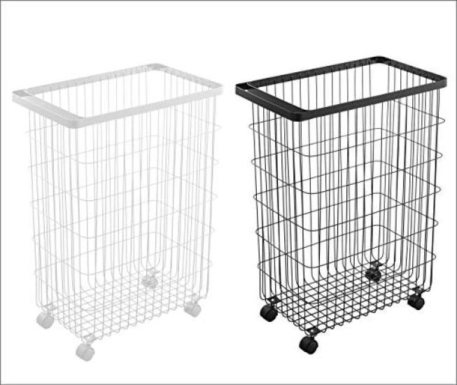 Tower Laundry Basket with 55L Large Slim by Yamazaki Laundry Nordic Laundry Stylish Casters, Capacity, White, Design, Jitsugyo, Basket, Style, Rack,