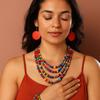 Colorful Vintage Boho Bib Beads Ethnic Style Geometric Beaded Necklace  Women Party Accessories