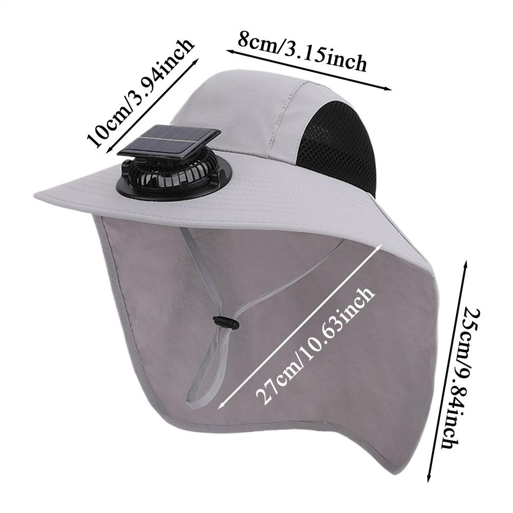 

Sun Hat With Fan Wide Brim Solar Fan Hat Neck Flap USB Charging Headwear For Women Men Outdoor Hiking Travel Beach Gardening