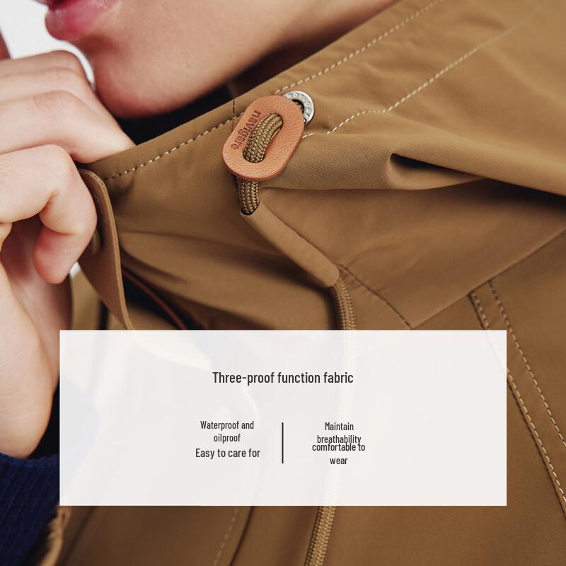 Navigare Women's Mid-Length Hooded Outdoor Windbreaker Jacket