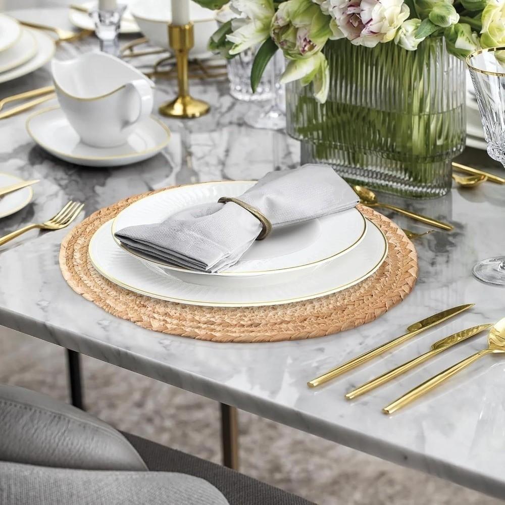 18-38cm Braided Placemat Hand Woven Hot Pad Plate Charger Round Coaster Cup Mat  Dining Table