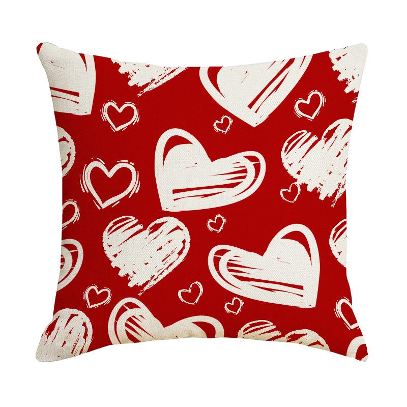 Valentine's Day Pillowcase Linen Love Printed Home Cushion Cover Living Room Sofa Pillowcase