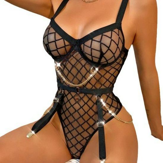 European & American Flirty Fishnet Clubwear: Sexy, See-through Nightclub Style