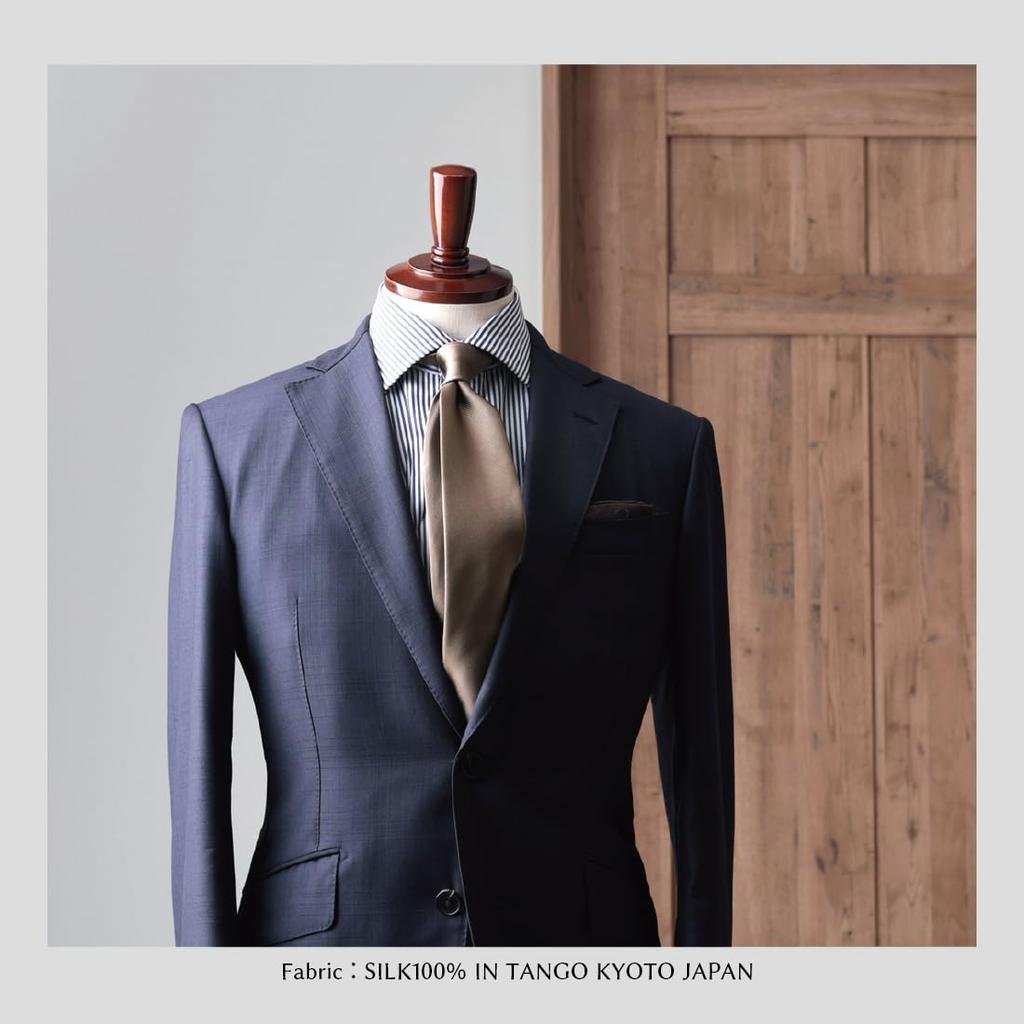[Y&TAILOR] Necktie, Kyoto Tango-made, Solid Color, 100% 12-Rep Silk, Brand Name, High-Quality, Made in Japan, Perfect for Weddings and Gifts (Mocha)