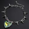 Rivets Heart Necklace Heart Pendant Clavicle Chain Choker for Women Teen Girls Rock Y2k Necklace for Halloween Jewelry