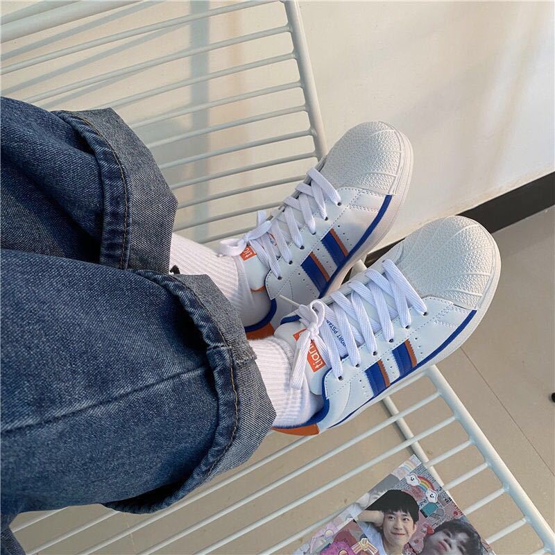 Vysokoškolský styl Barevné boty s mušlí Ulzzang Ležérní Ploché Sportovní Boardové boty Ženy