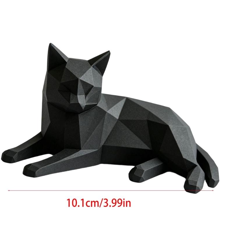 Figurine de Chats Géométriques Imprimée en 3D pour Décoration de Bureau, Accent de Table, Sculpture d'Animal pour Étagères, Tables Basses et Tables de Chevet