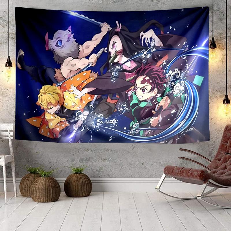 Anime Slayer Characters Tapestry, Unique Design Tapestry, Wall Decor for Bedroom,Livingroom, Playroom,Heartwarming Fan Holiday Gifts