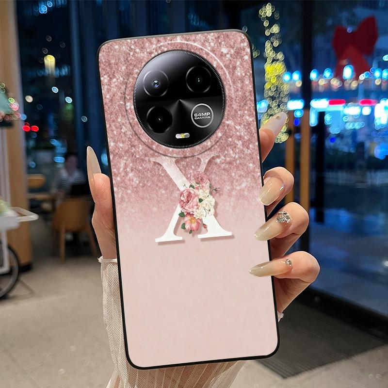 Black Case For BLU Bold K50 Soft Silicone Anti-scratch Casing For BLU Bold K50 Lucky A-Z Letter Pink Shiny Starry Sky Back Cover