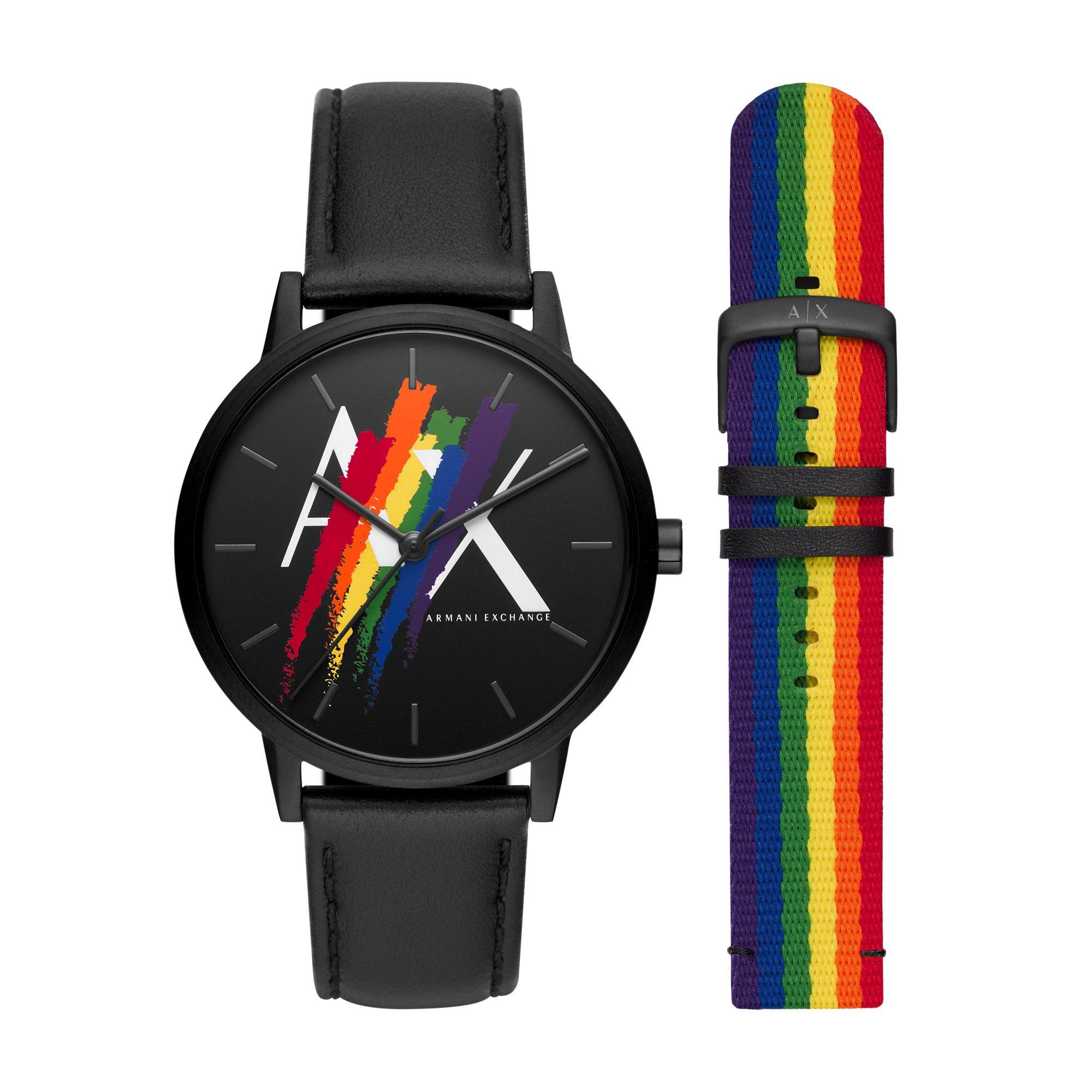 ARMANI EXCHANGEAE Wrist Watch Quartz Movement Leather Strap Black Dial Men s Watches AX7120 Black