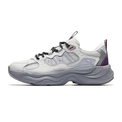 Cushioning, Wear Resistant Low Top Chunky Sneakers Women's Gray Silver Purple 122548840-5