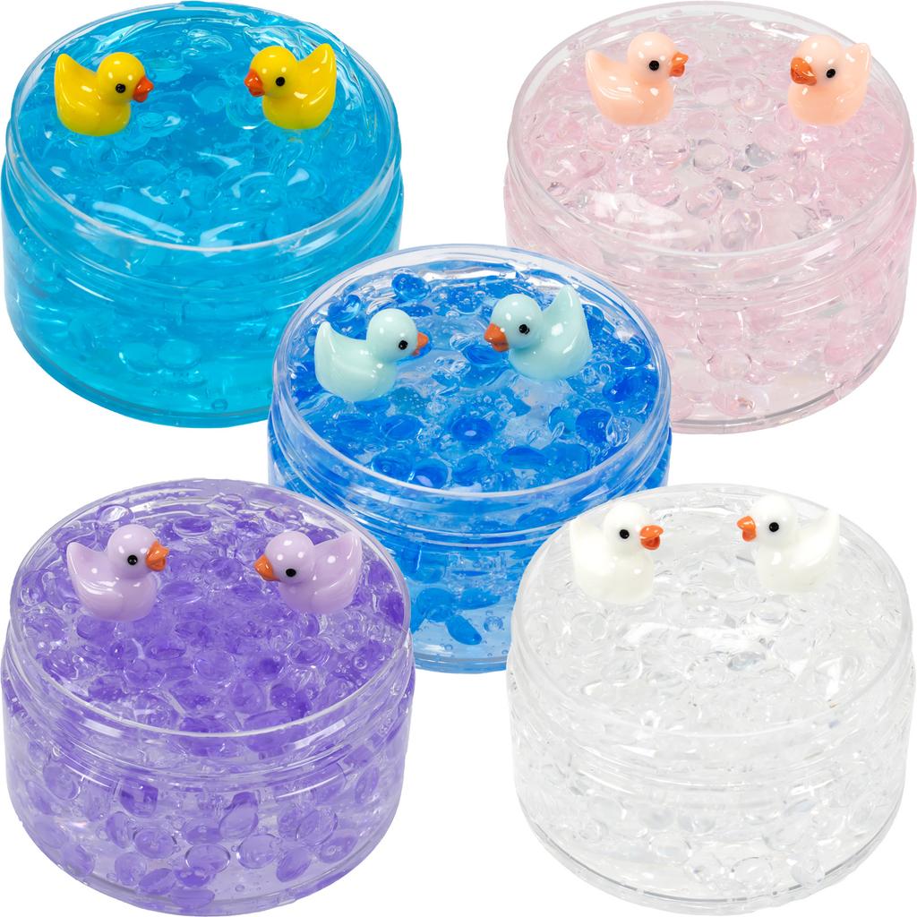 Kids Childrens 120ml Clear Beads Slime Kit with Duck Charms - Perfect Anti Stress Stretchy Non-Sticky Crystal Slime Gift Present for Teens