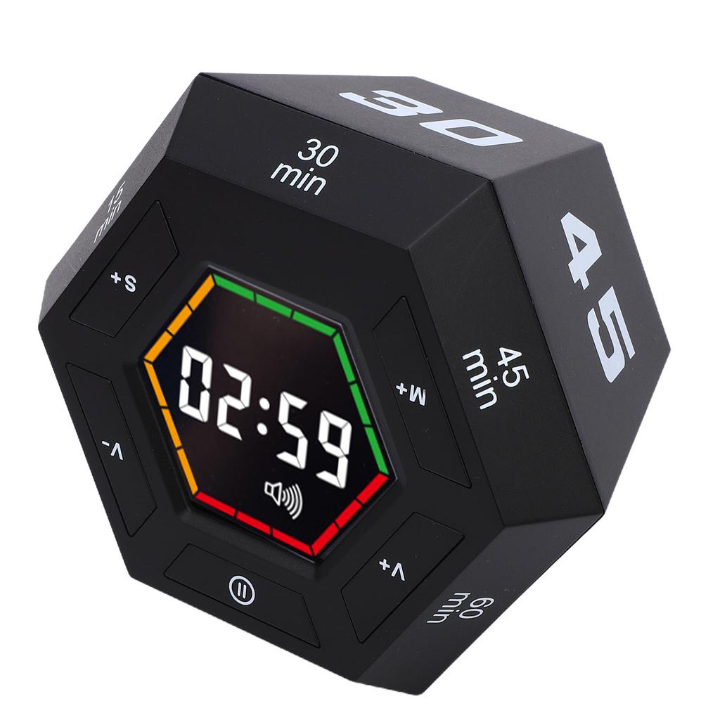 Timer Cube Hexagon Digital Display Count Up Countdown Magnetic Flip Timer for Study Kitchen Work