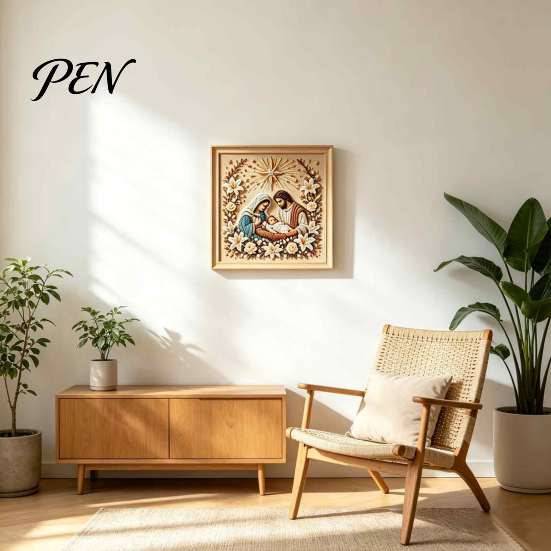 Relaxing Mindfulness Hobby Holy Family Painting DIY Kit, Religious Faux Pearl Art Christmas 3D Mosaic Set Craft Kit for Adults, Home Wall Decor