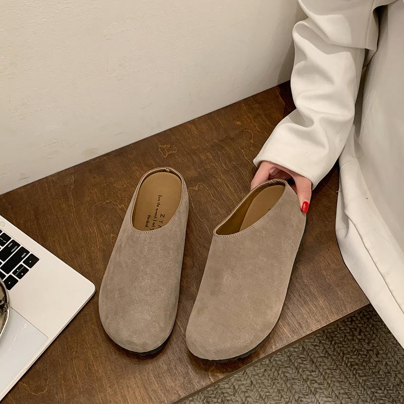 Pantofi Boken retro francezi cu cap de geantă, pantofi de damă 2025 primăvară nou, Mori cu talpă moale, casual, versatili, jumătăți de papuci cu un singur pedal