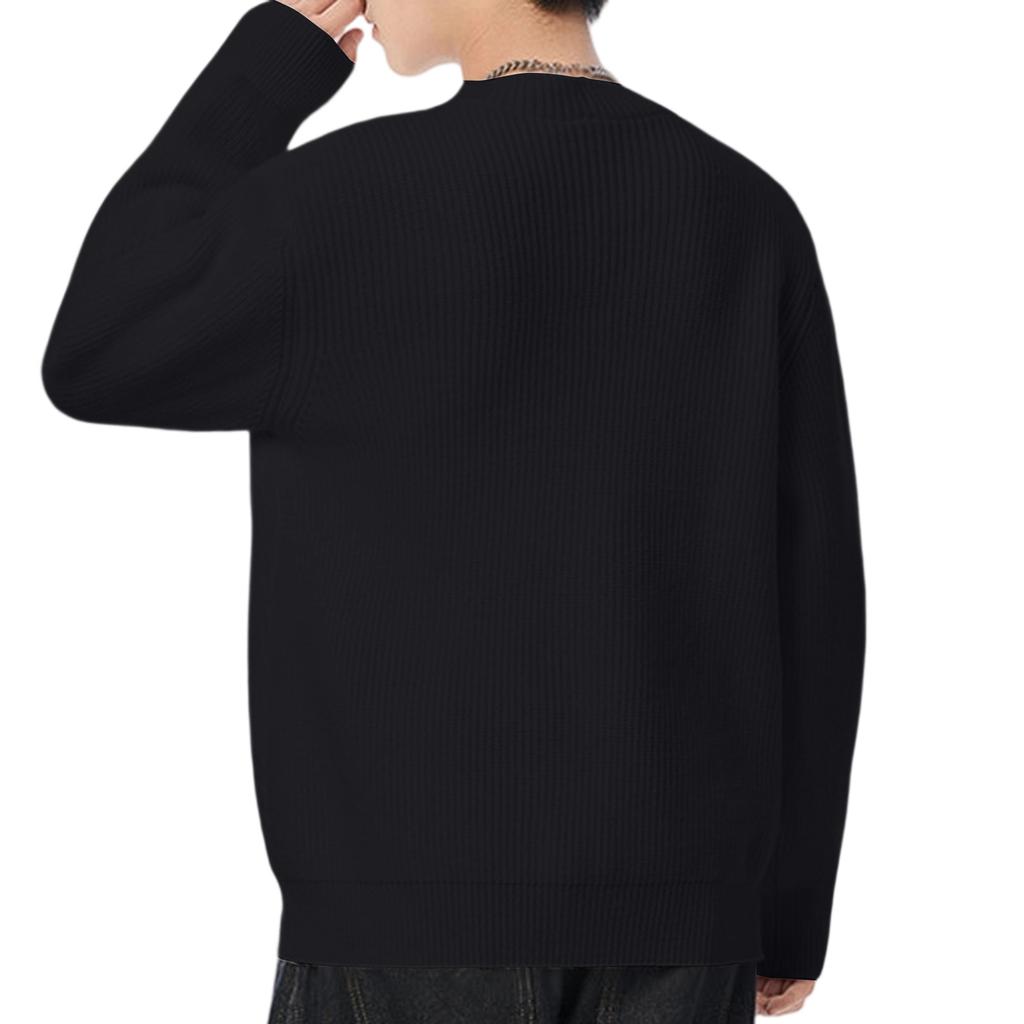 Men's Fashion Knitting Pullover Long Sleeves Loose Round Neck Sweater