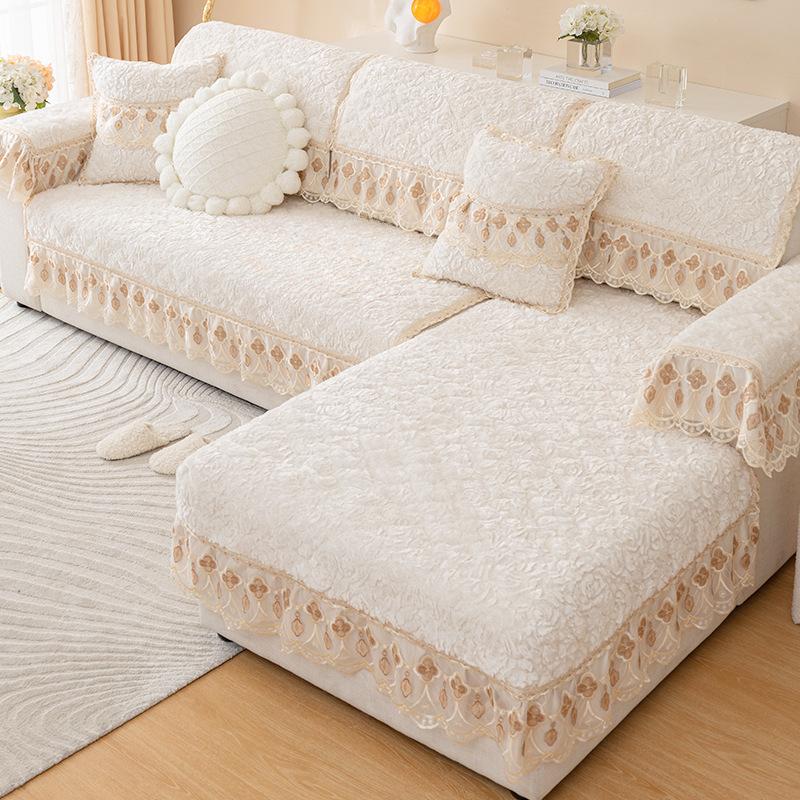 Plush Sofa Cushion Winter Thickened Non-Slip Sofa Cushion Towel Simple Modern Winter Sofa Cover Cover Cloth
