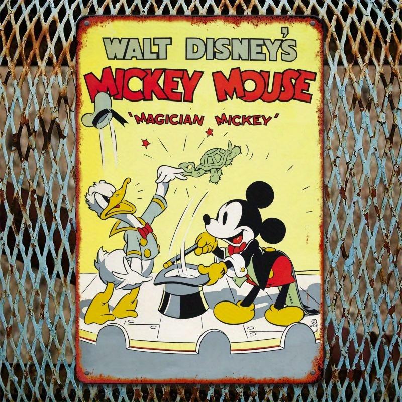 1pc Disney Mickey Mouse & Donald Duck Magician Tin Sign, Vintage Iron Wall Art for Bar, Cafe, or Entertainment Room Decor