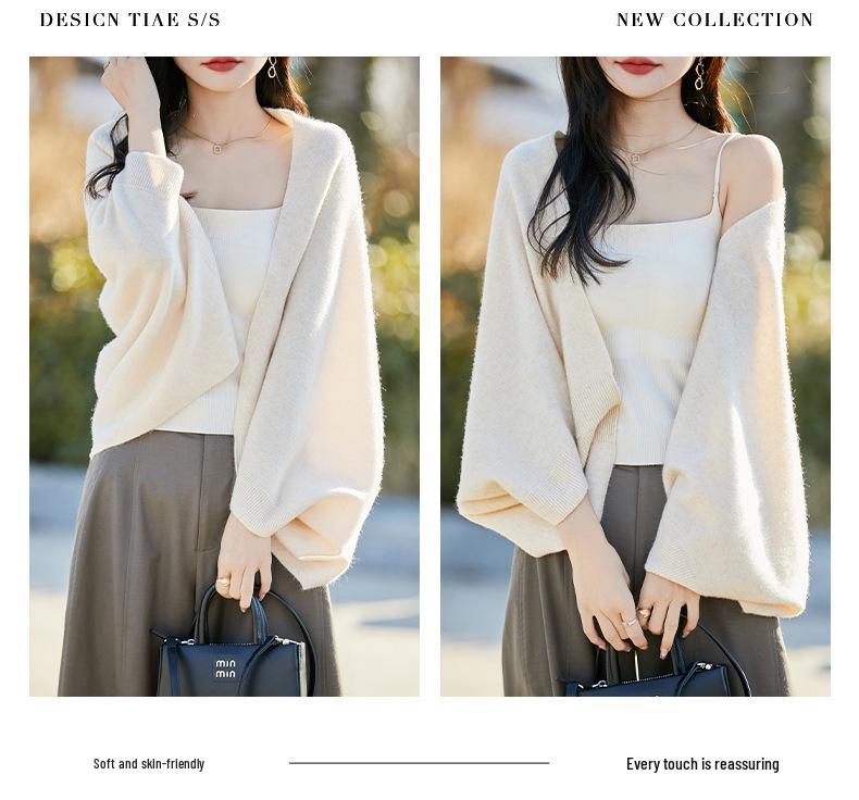 Dense Knit Wool Shawl Cardigan: Women's 2025 Fashion, Dual-Use Scarf and Coat, Spring/Autumn/Winter Style, Loose Fit