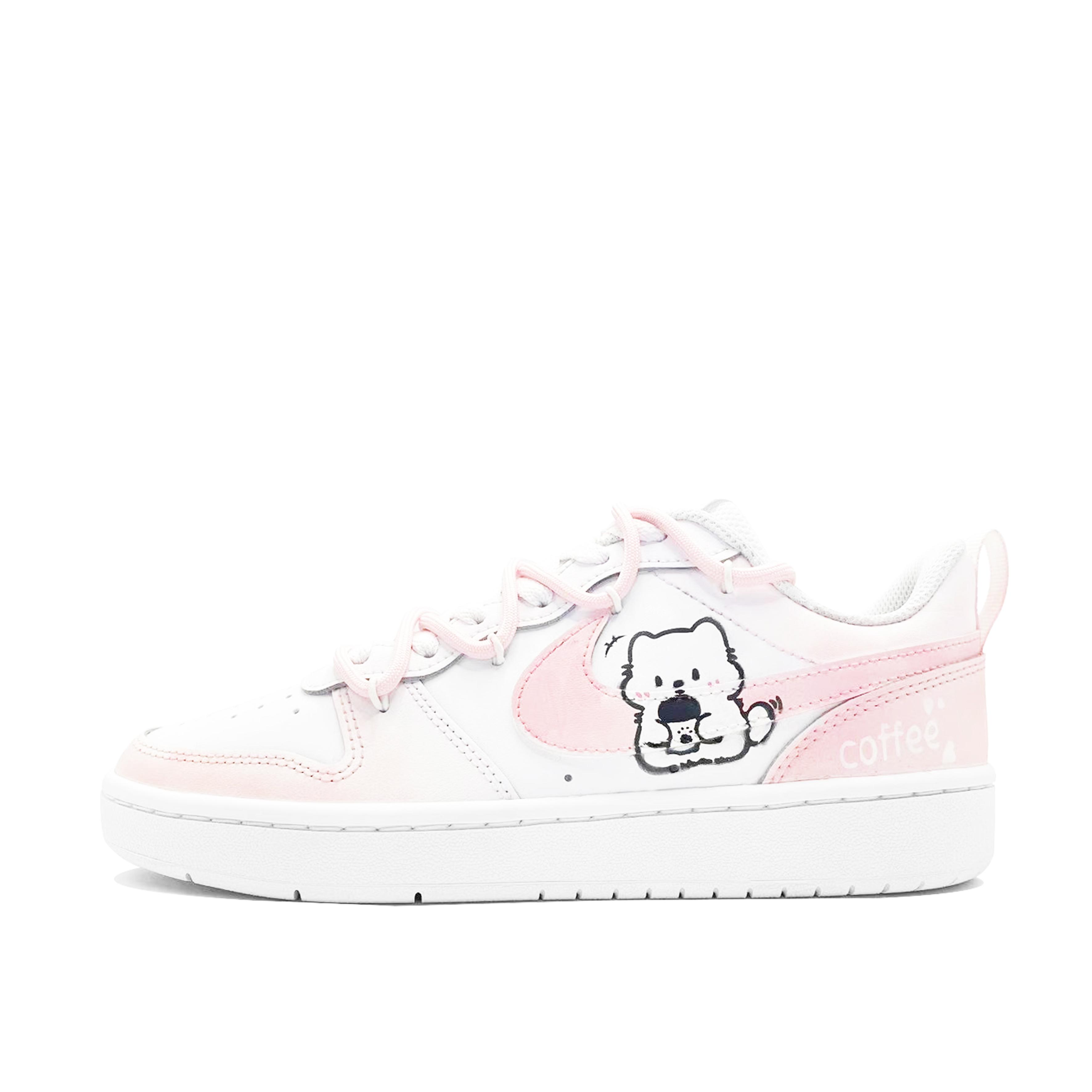 

Nike Court Borough 2 Cherry Sweet Cat Coffee Low top Skateboard Shoes Unisex Pink White BQ5448-100(Team1118-) 36