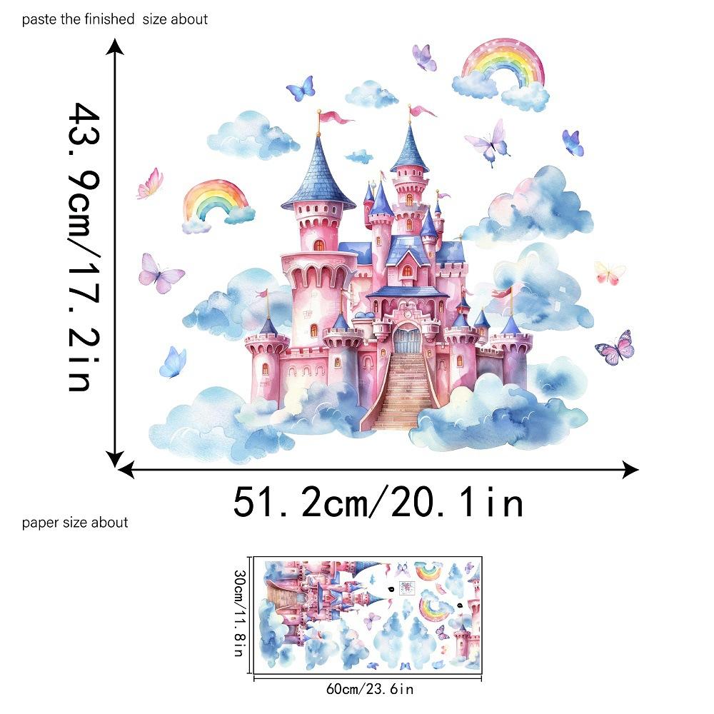 

Мультфильм, Замок мечты, Наклейки на стены, Стены детской комнаты, Домашний декор, Украшающие наклейки на стены, Самоклеящиеся наклейки, Съемные 30x60cm