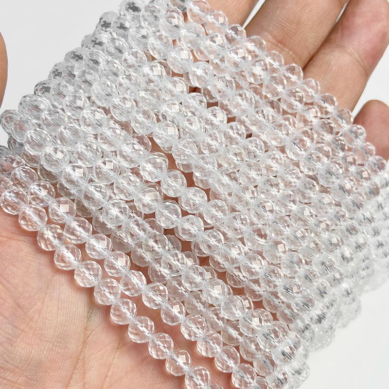 6MM Faceted Round Spacer Gem Stone Beads Loose Crystal Quartz Jaspers Bead For Beadwork Jewelry Making Women Bracelet Necklace