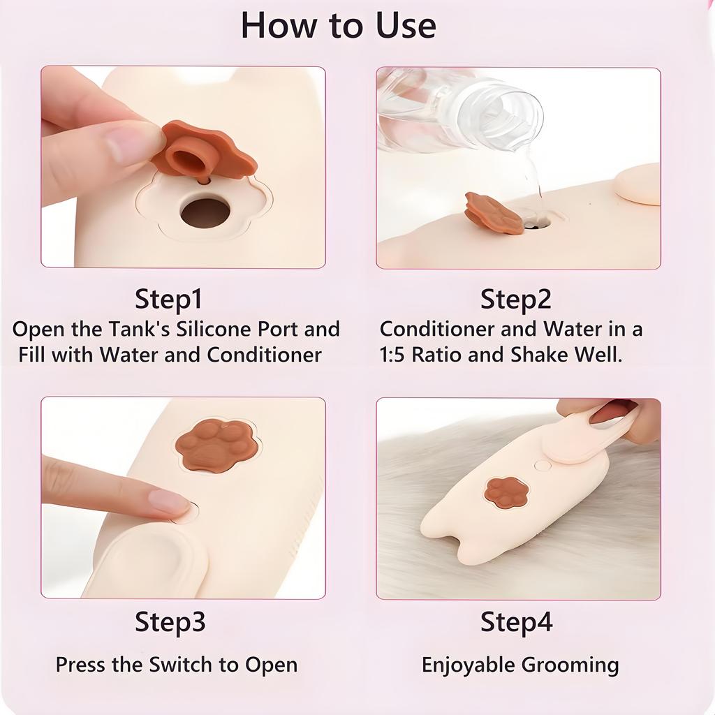 3 in 1 Pet Electric Steam Brush Cat and Dog Cleaning Spray Massage Grooming Comb Retractable Handle Pet Hair Removal BeautyBrush