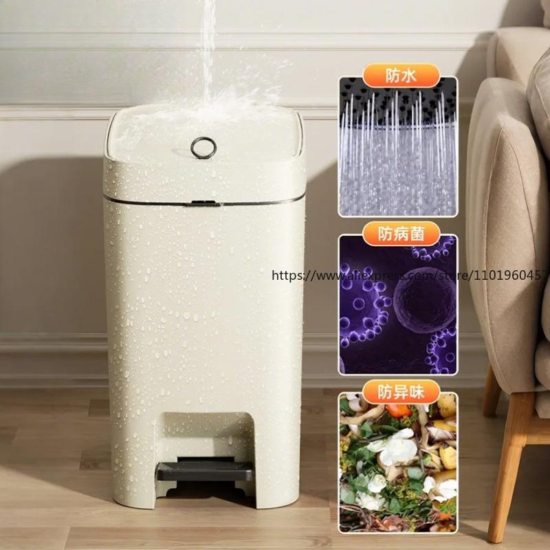 Luxury Large-Capacity Trash Can for Home Lid-Equipped Waste Bin for Kitchen and Living Room Bathroom Bin