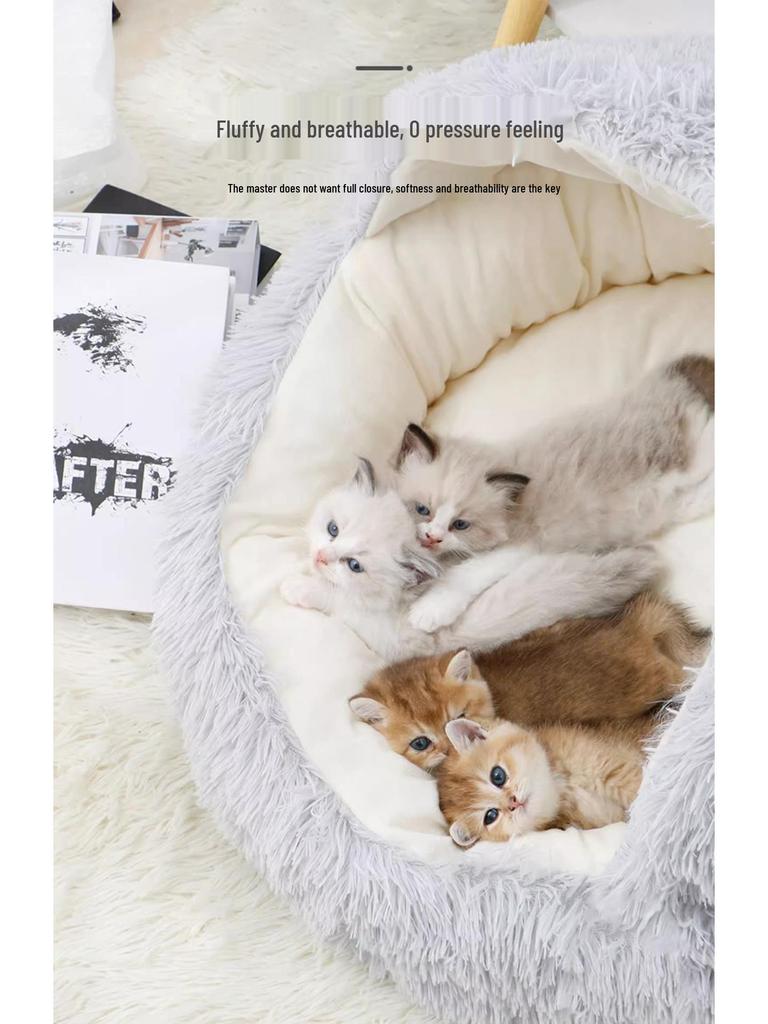 All-Season Enclosed Cat House: Cozy Bed for Cats and Dogs