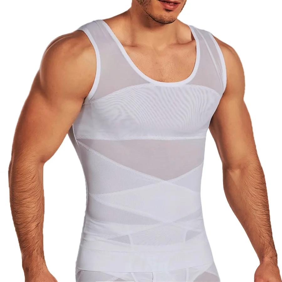 Men's Body Shaper Waist Trainer Slimming Vest Mesh Undershirt Abdomen Slimming Shapewear Fat Burning Fitness Tank Tops