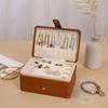 3-Tier PU Leather Jewelry Organizer Box With Dustproof Cover Earrings Studs Rings Storage