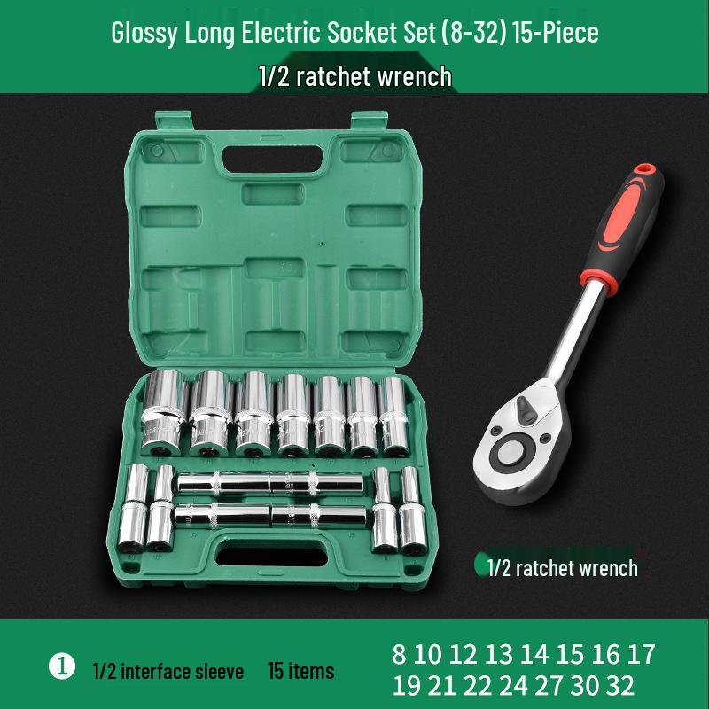 Comprehensive Electric Wrench Kit: Large, Medium, Small Socket Set with Air and Electric Wrench Tool Attachments