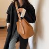 Retro Bucket Bag Set 2-IN-1 for Women Large Capacity Shoulder Crossbody Bag Solid Color Designer Tote Handbags