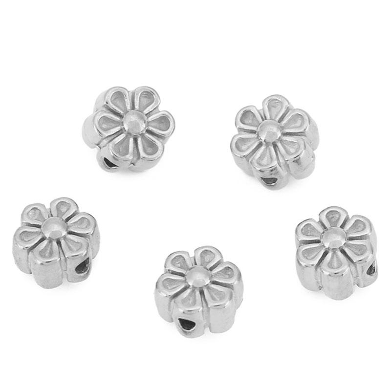 10pcs 6mm PVD Stainless Steel Spacer Beads Never Fade Big Hole Flower Necklace Beads For DIY Jewelry Making Bracelet Findings