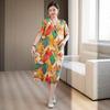 Plus Size Elegant Summer Dressess  Loose Oversize Short Sleeve Vintage Dresses Woman