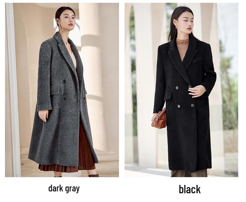Women's Over-the-Knee Long Straight Alpaca Wool Cashmere Coat
