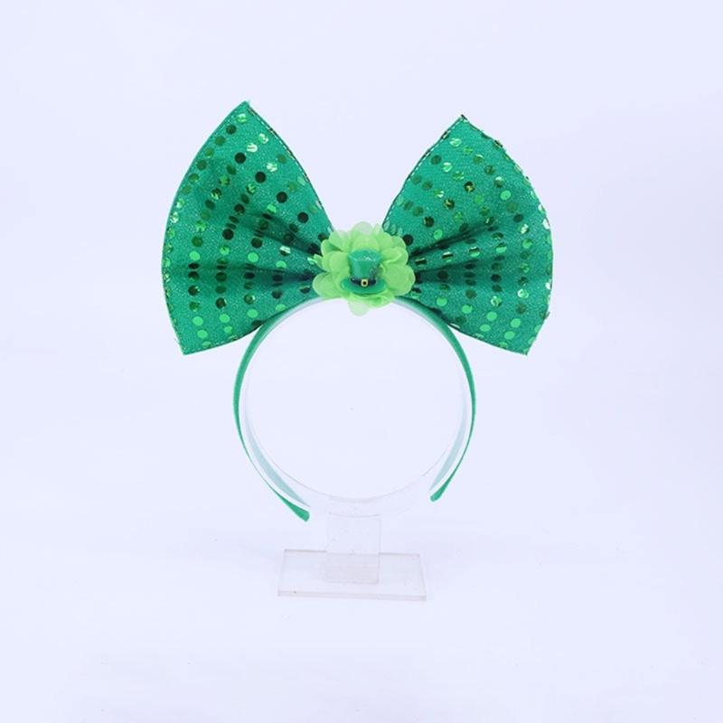 Irish Leprechaun Bowknot Hair Hoop Fashion Statement Karaoke Party Leprechaun for Irish Day Stage Photo Props