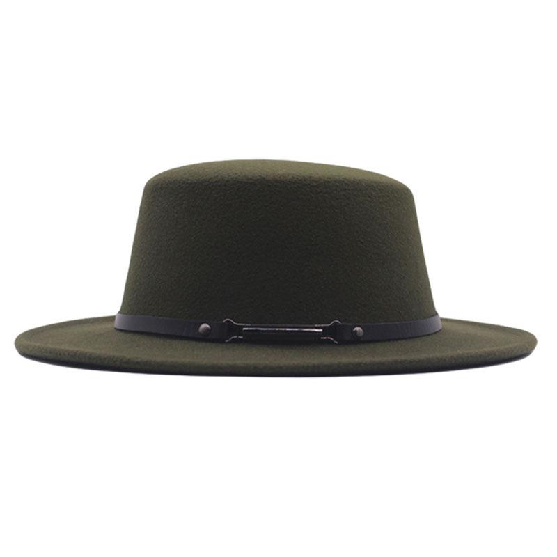 New women's flat-top woolen hat, men's autumn and winter thermal hat, jazz hat, British retro top hat