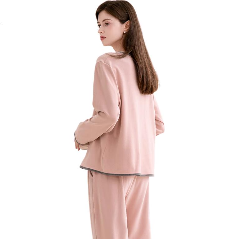 Fenteng Women's Anti-Static Warm Fleece Pajamas, Spring And Autumn New Lightweight Ladies' Loungewear Set