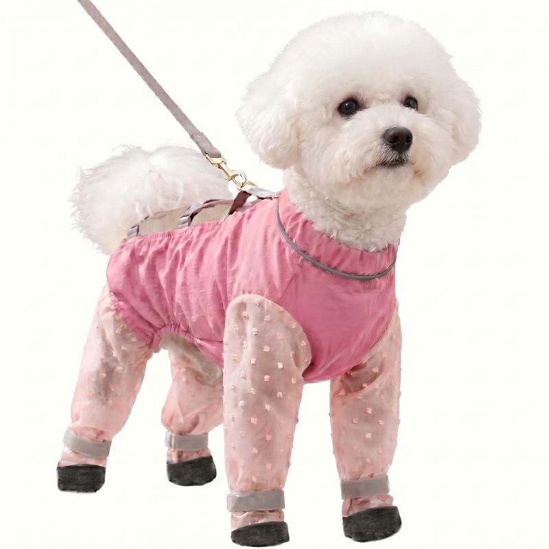 4-Leg Dog Protective Cover-Up Outdoor Walks Lightweight Dust-Proof Pet Apparel Fall